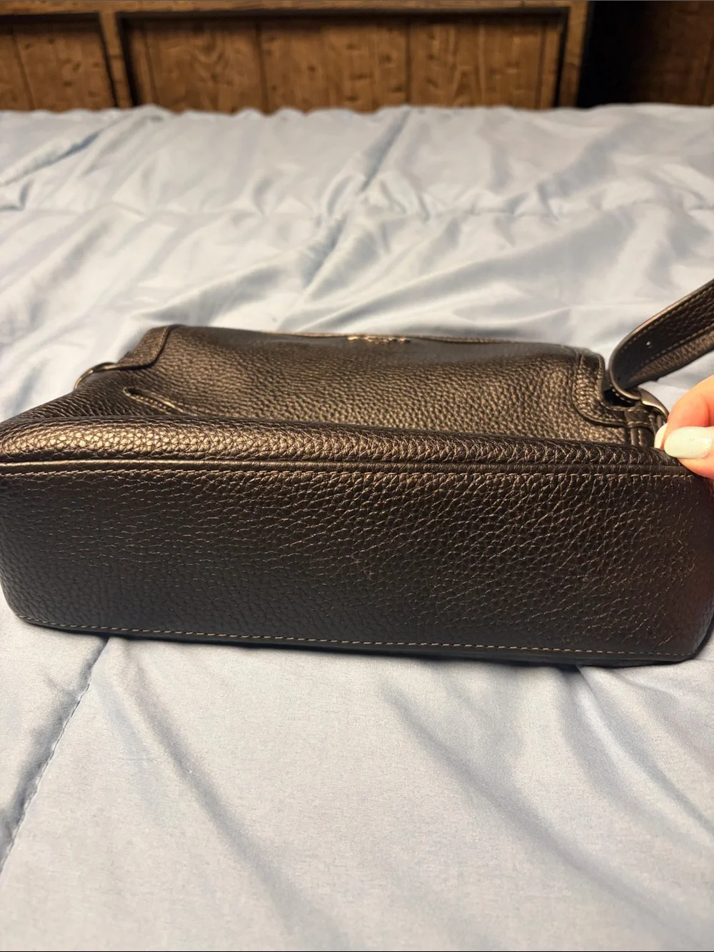Coach Black Pebbled Leather Flap Shoulder Bag